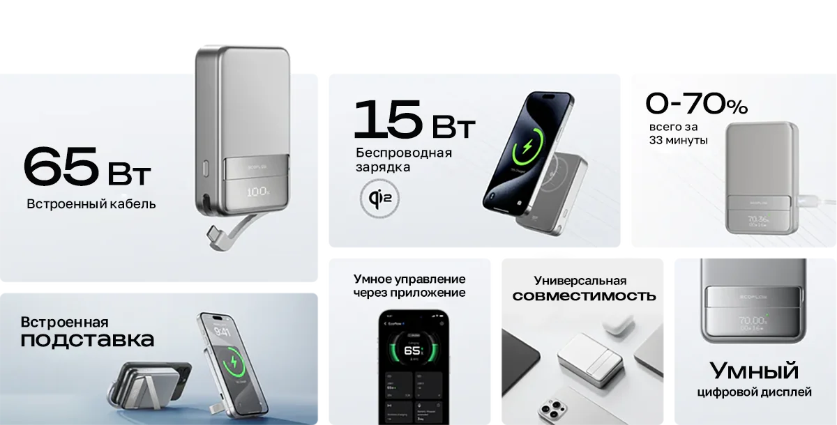 Повербанк EcoFlow RAPID Magnetic (10000 мАч, 15 Вт, магнитная зарядка) — материал 1