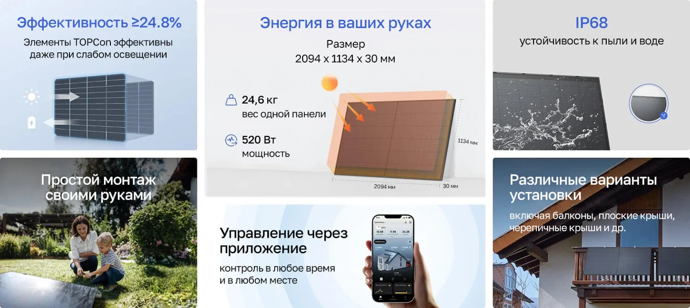 Комплект из 2 жестких солнечных панелей по 520 Вт — материал 1
